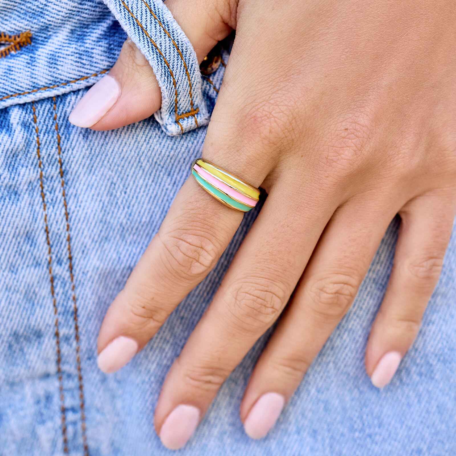 Sunset Striped Dome Ring - Image 2