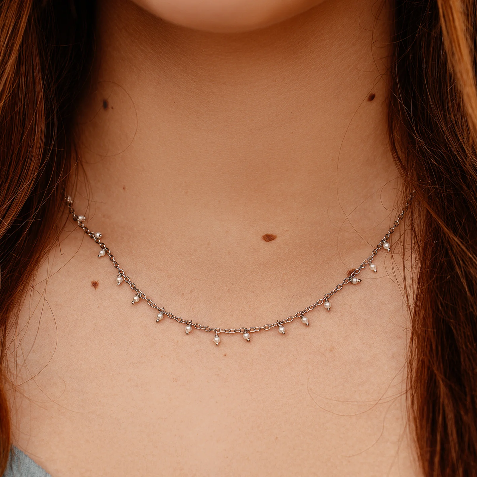 Hanging Pearl Beaded Choker - Image 3
