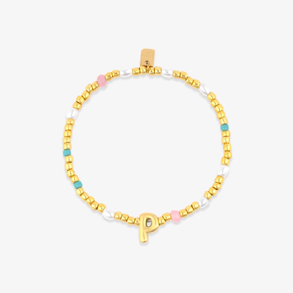 Initial Pearl & Seed Bead Stretch Bracelet - Image 13