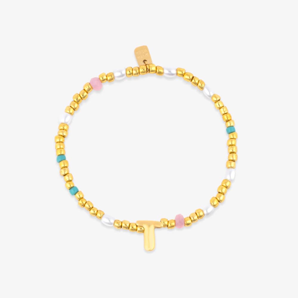 Initial Pearl & Seed Bead Stretch Bracelet - Image 16
