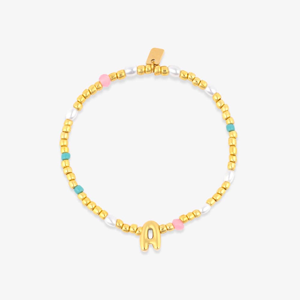 Initial Pearl & Seed Bead Stretch Bracelet - Image 17