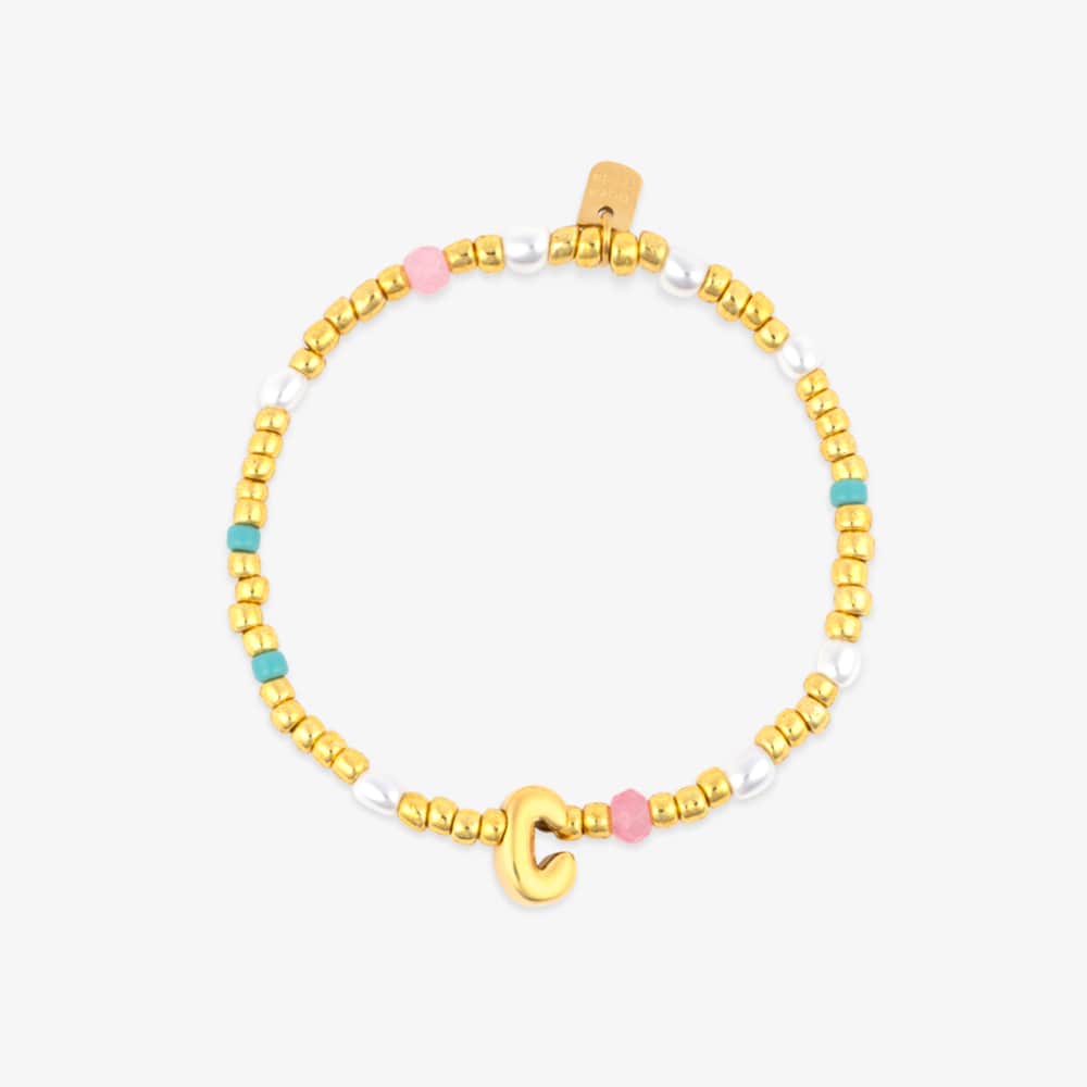 Initial Pearl & Seed Bead Stretch Bracelet - Image 19