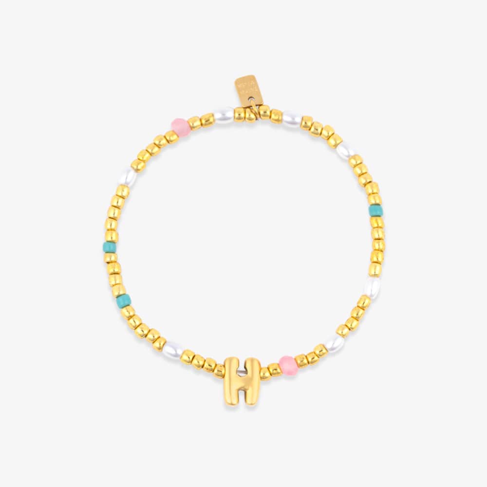 Initial Pearl & Seed Bead Stretch Bracelet - Image 23