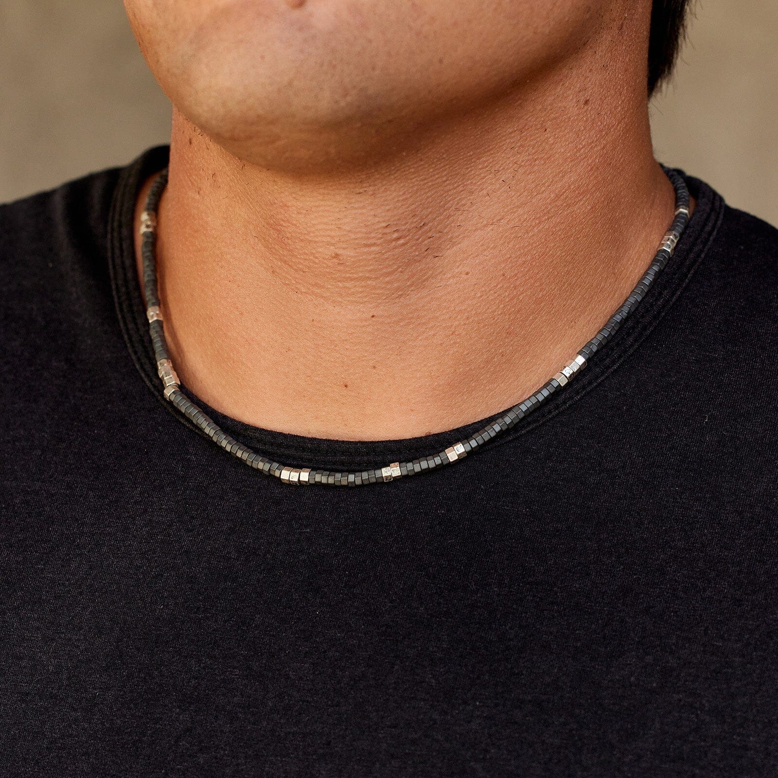 Men's Faceted Pyrite Bead Necklace - Image 4