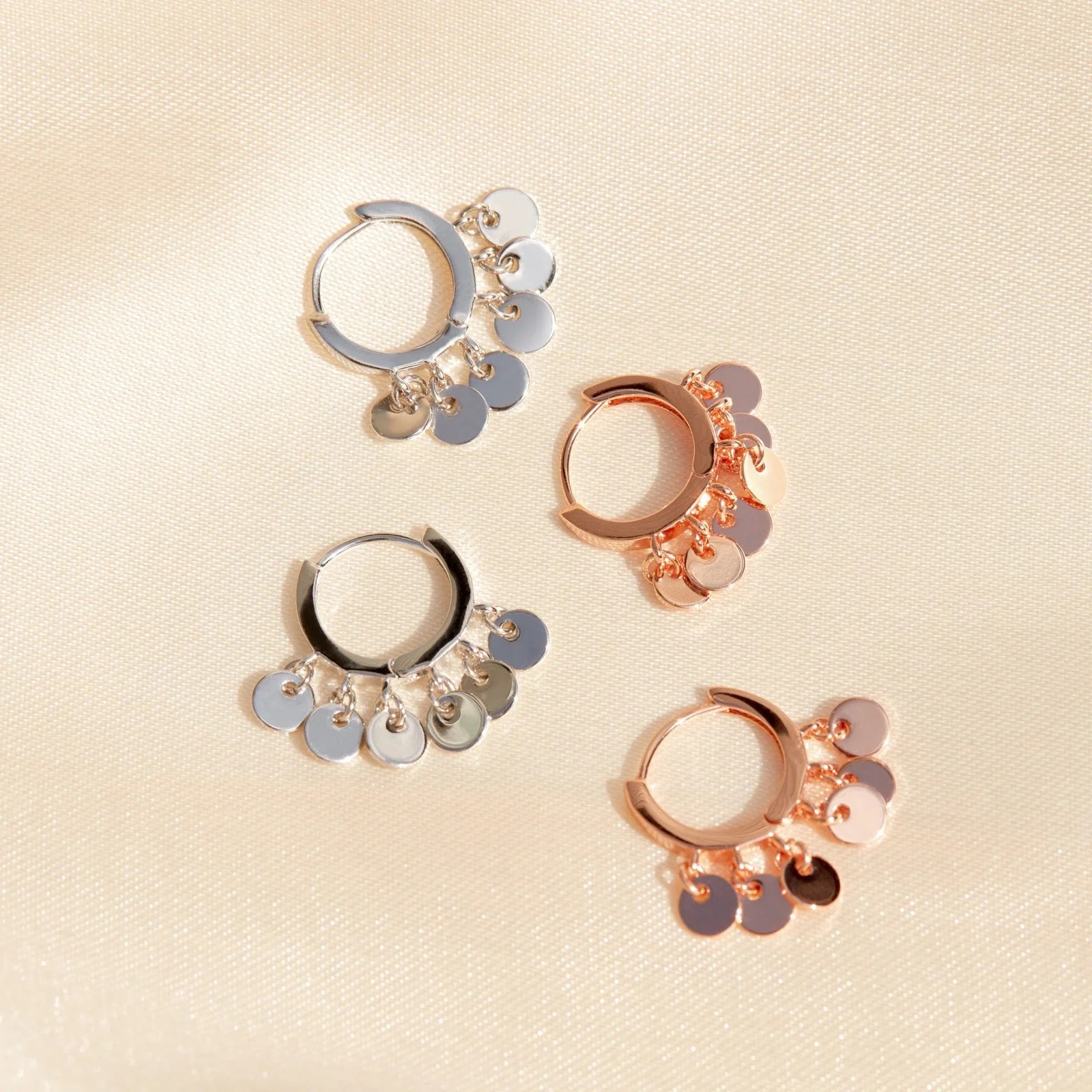 Mini Coin Huggie Earrings - Image 5