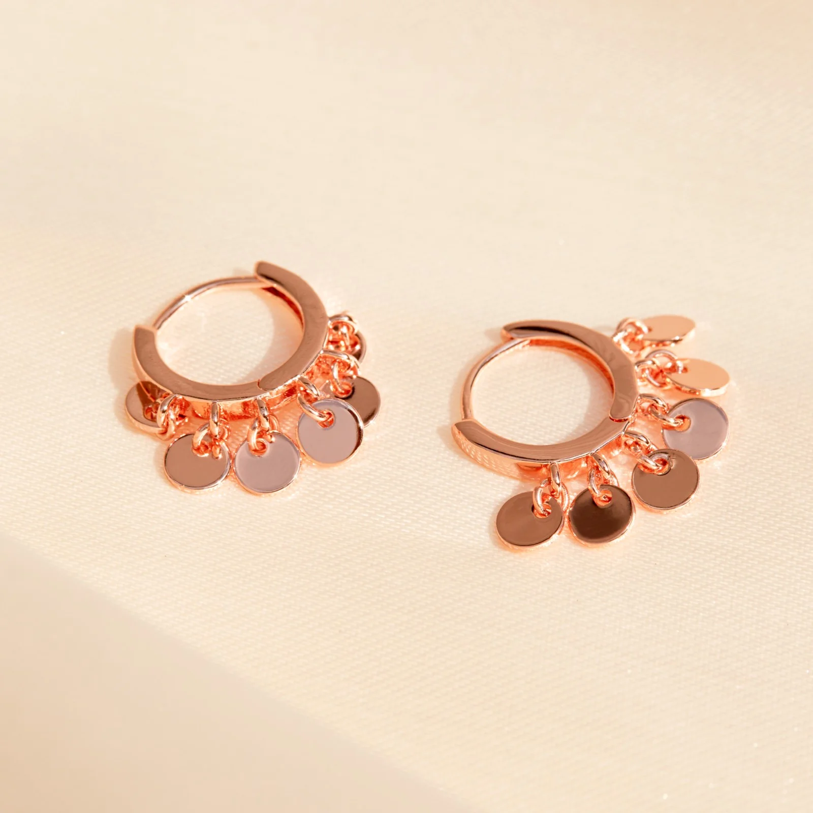 Mini Coin Huggie Earrings - Image 6