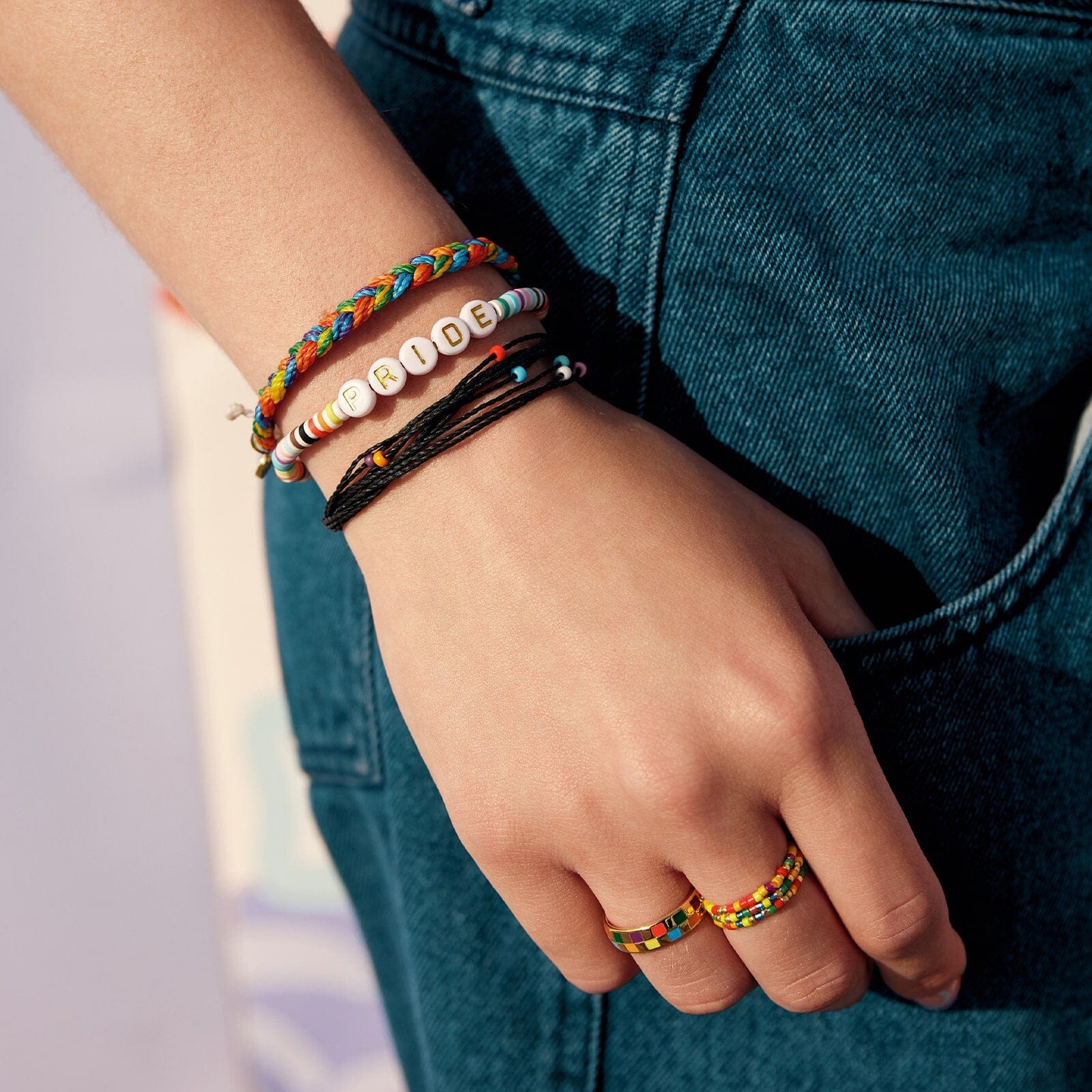 Pride Letter Bead Stretch Bracelet - Image 3