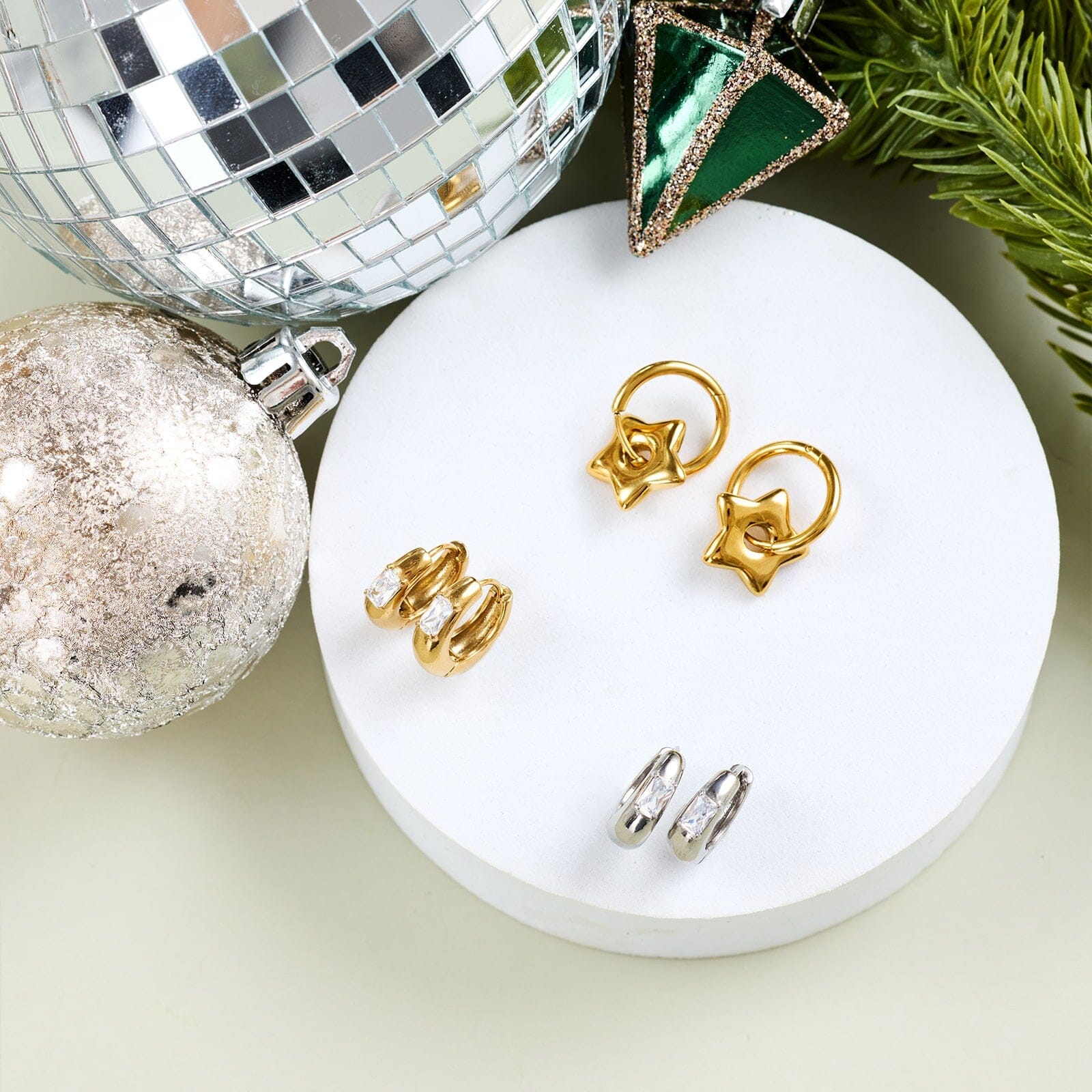 Puffy Star Hoop Earrings - Image 3