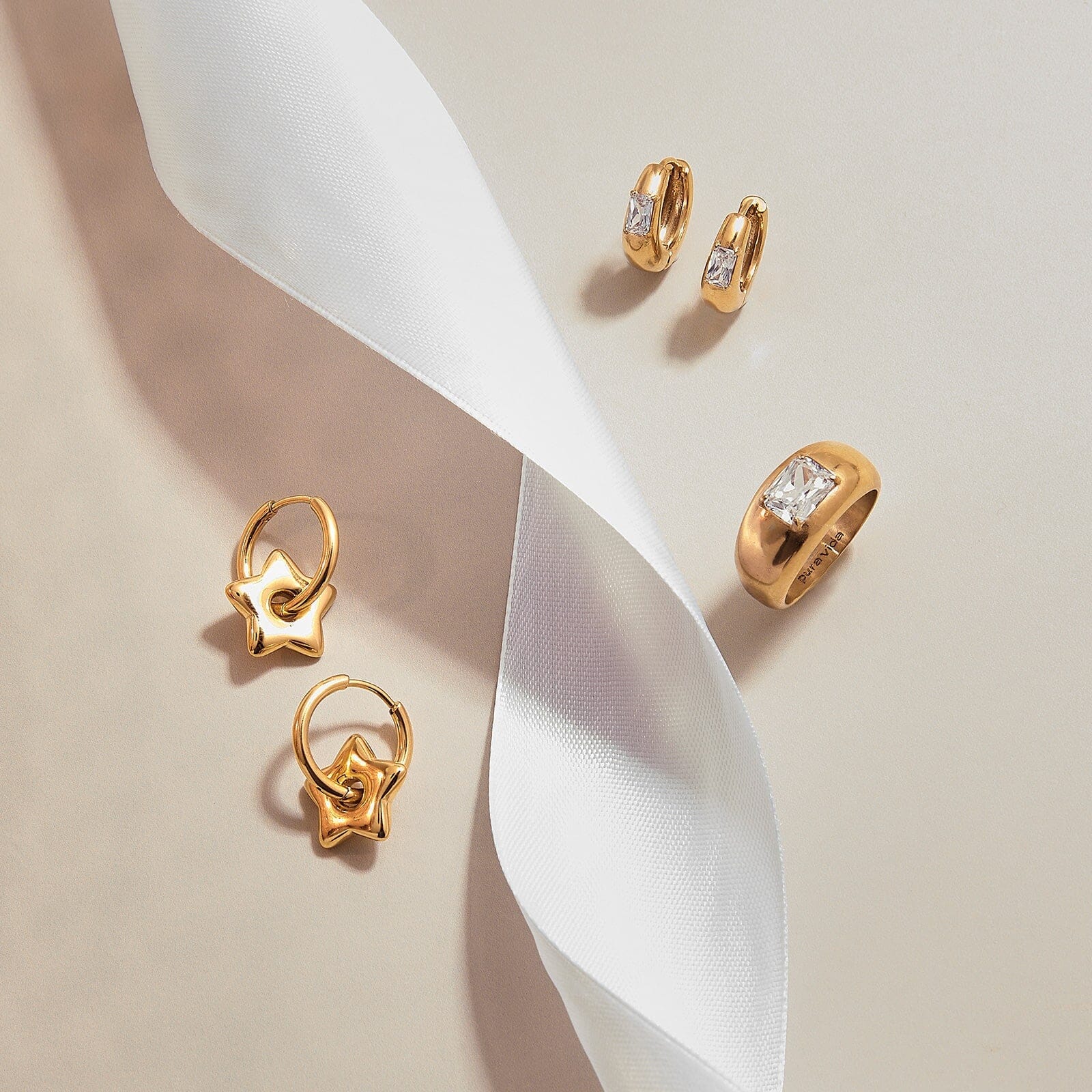 Puffy Star Hoop Earrings - Image 6