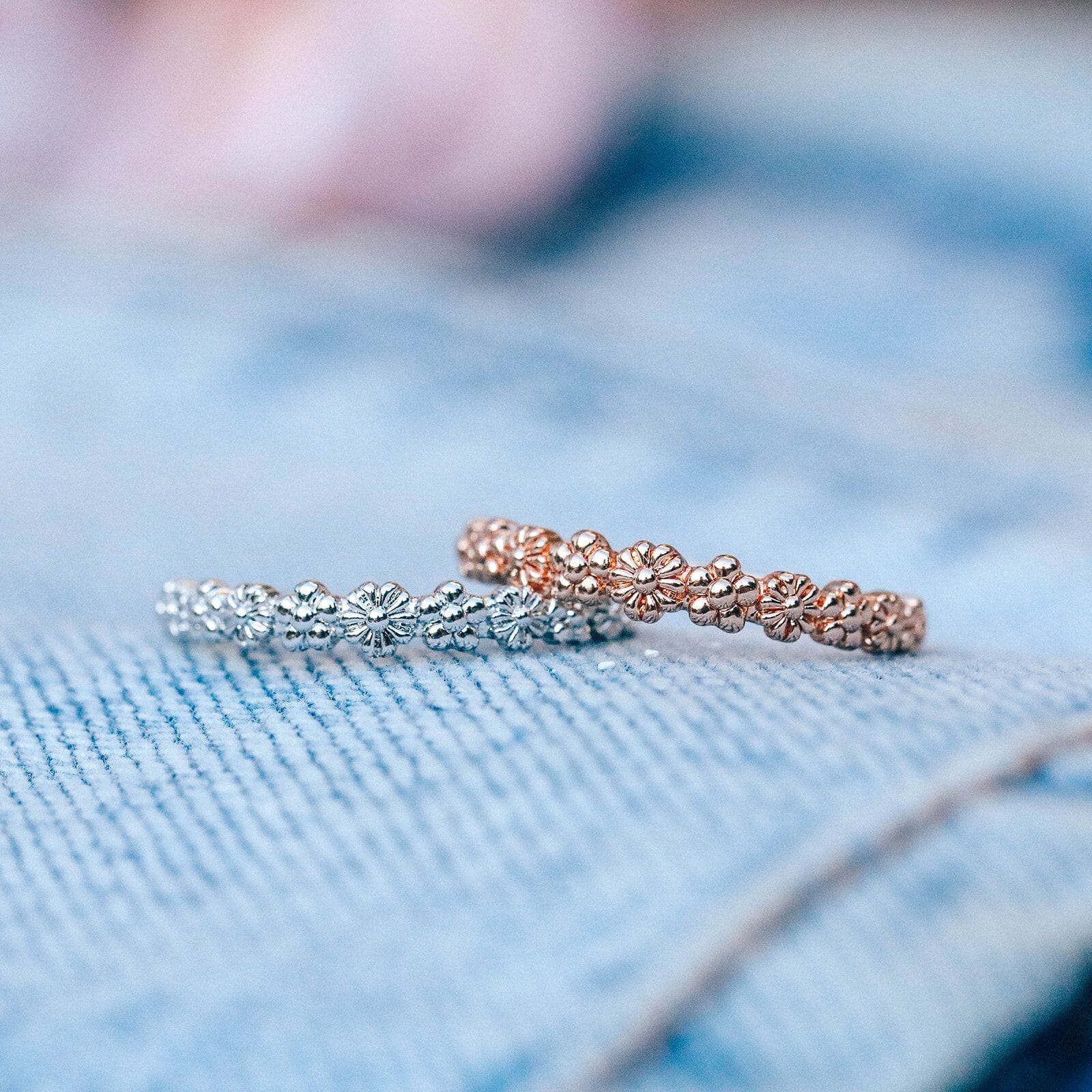 Rose Gold Floral Stacking Ring - Image 6