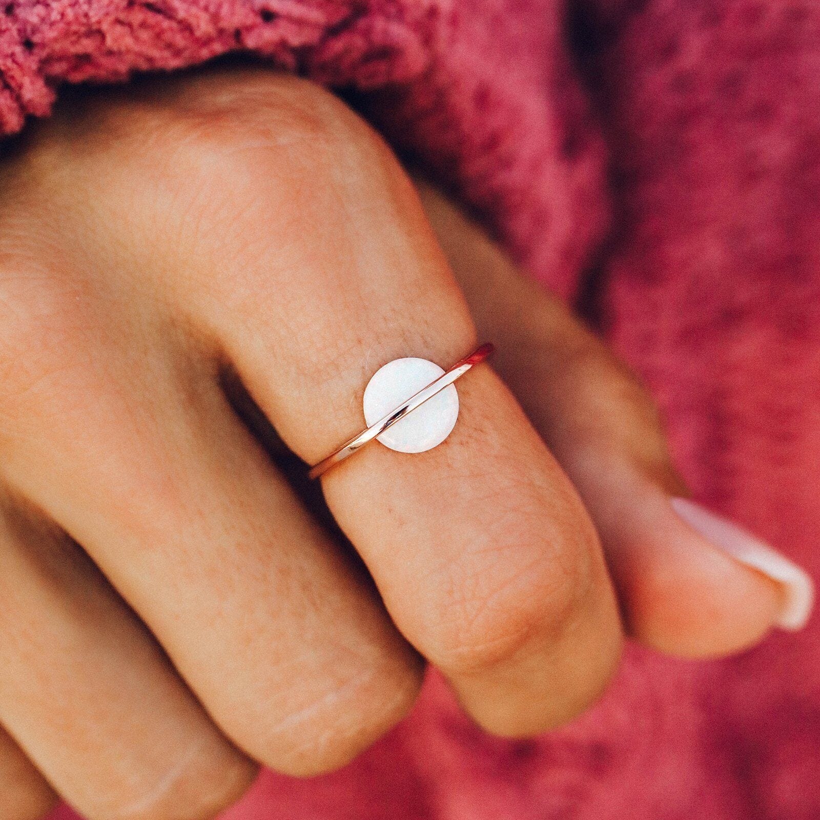 Rose Gold Opal Saturn Ring - Image 3