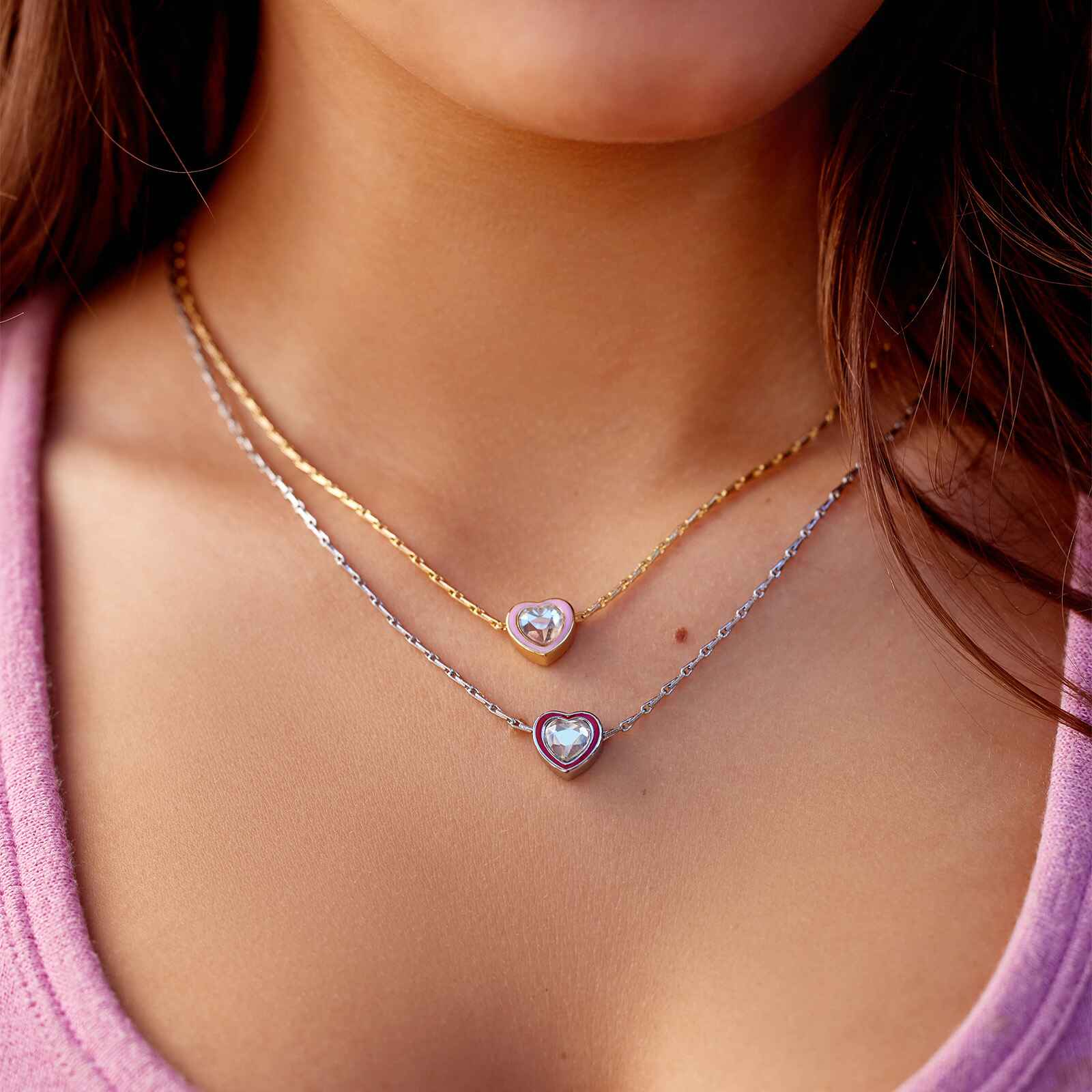 Stone & Enamel Heart Pendant Necklace - Image 18