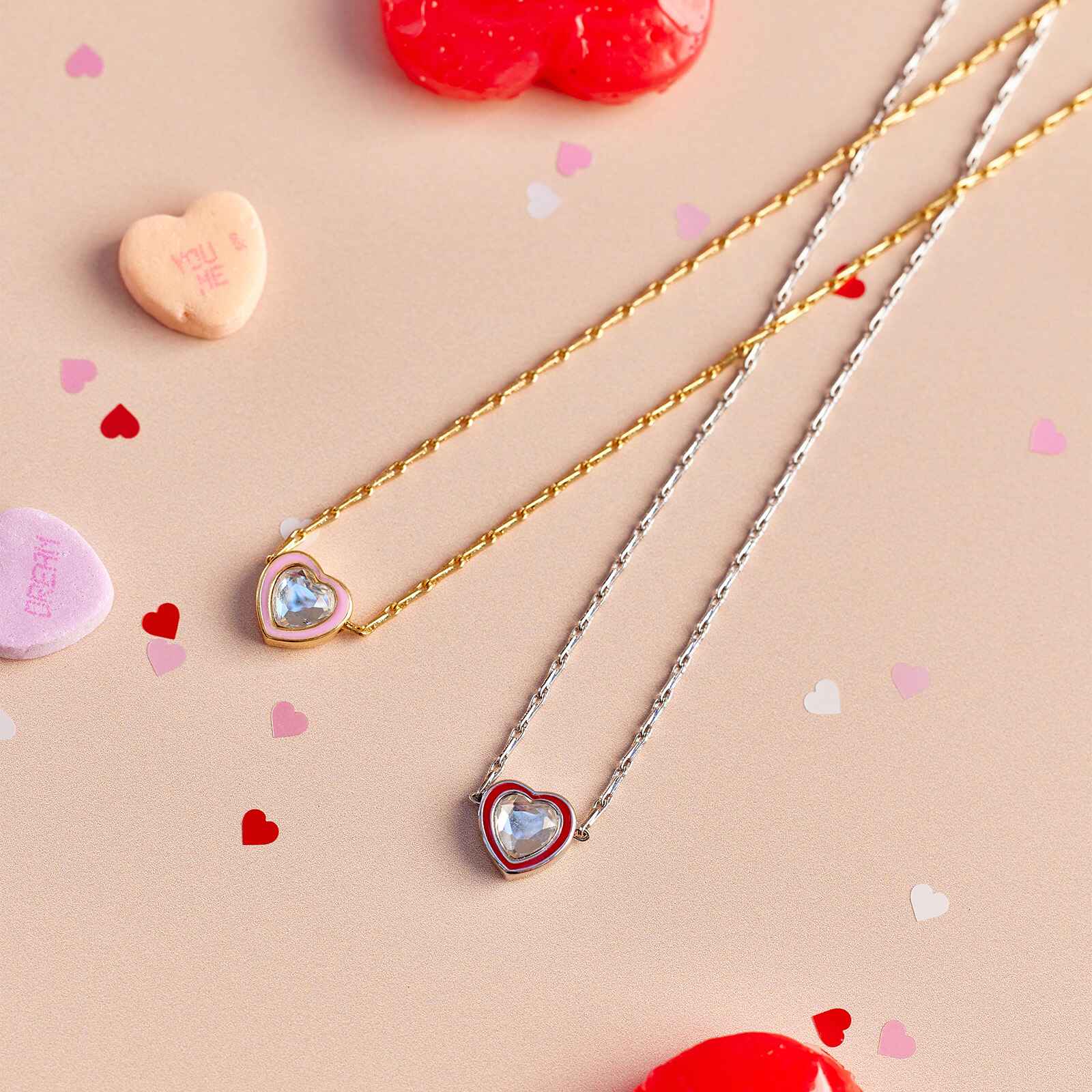 Stone & Enamel Heart Pendant Necklace - Image 3
