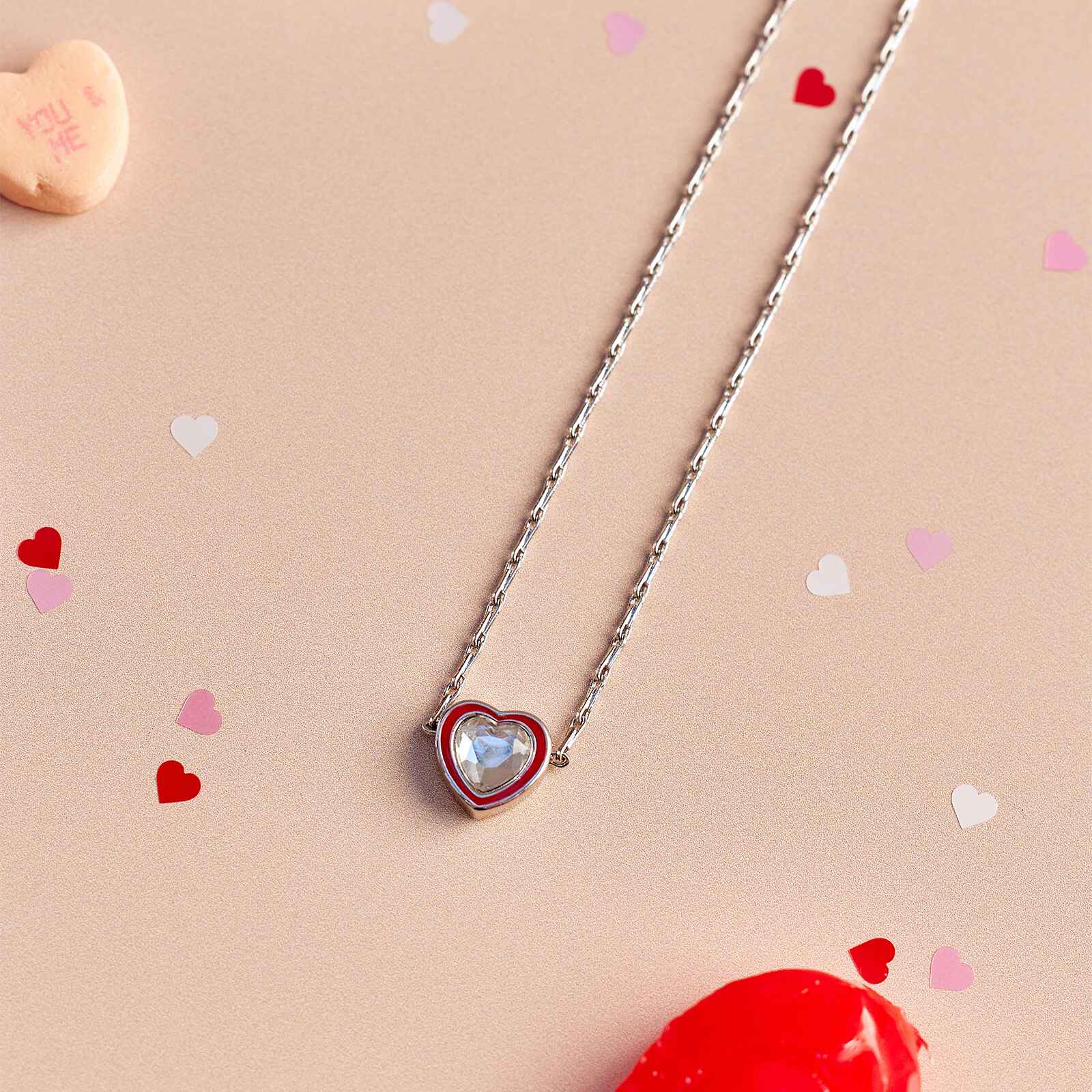 Stone & Enamel Heart Pendant Necklace - Image 6