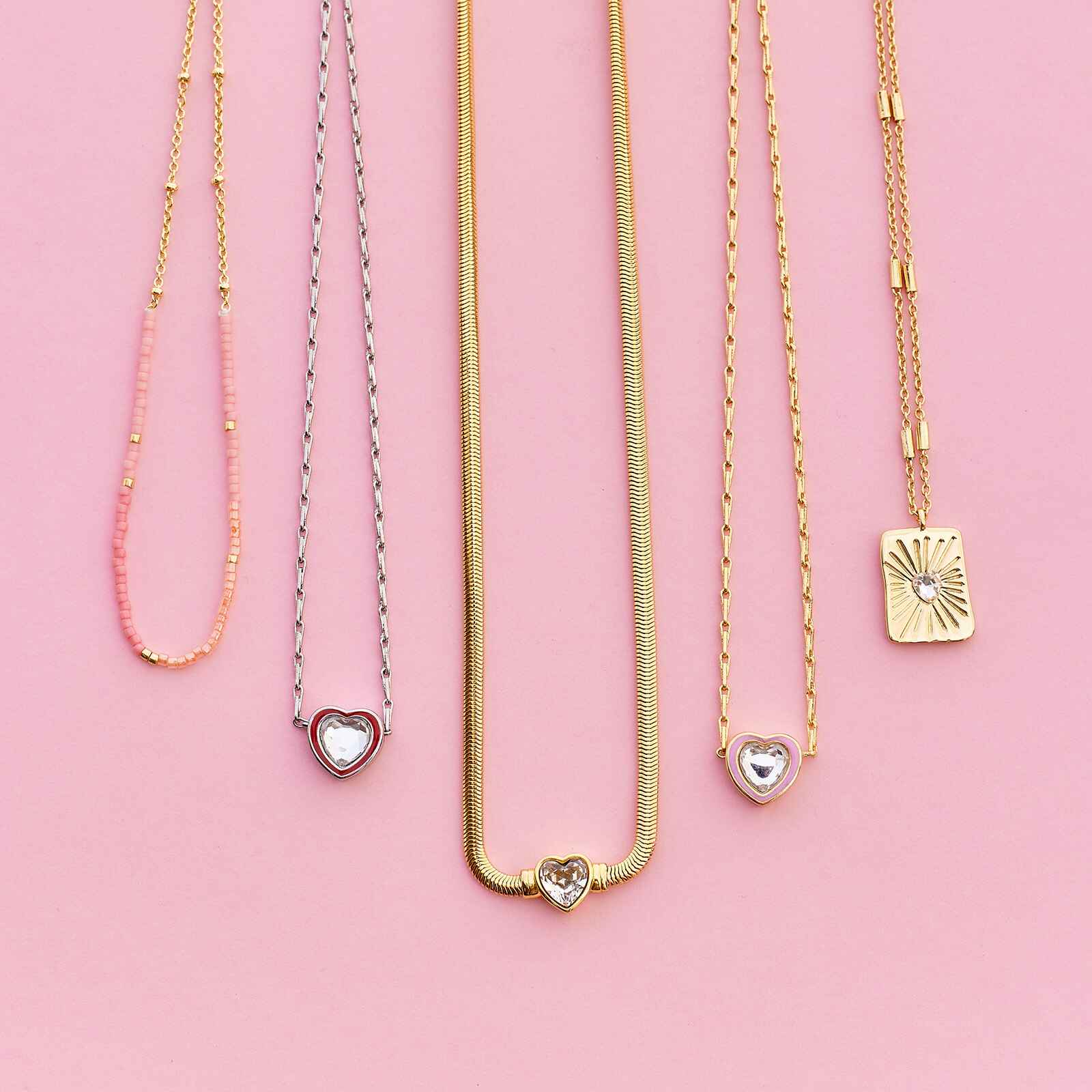 Stone & Enamel Heart Pendant Necklace - Image 8