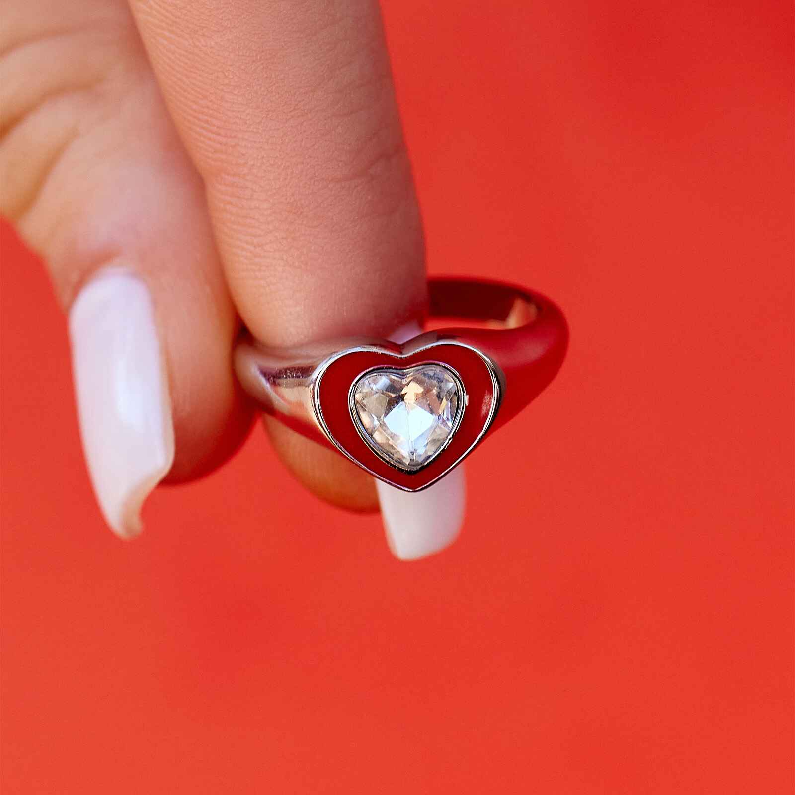 Stone & Enamel Heart Ring - Image 14