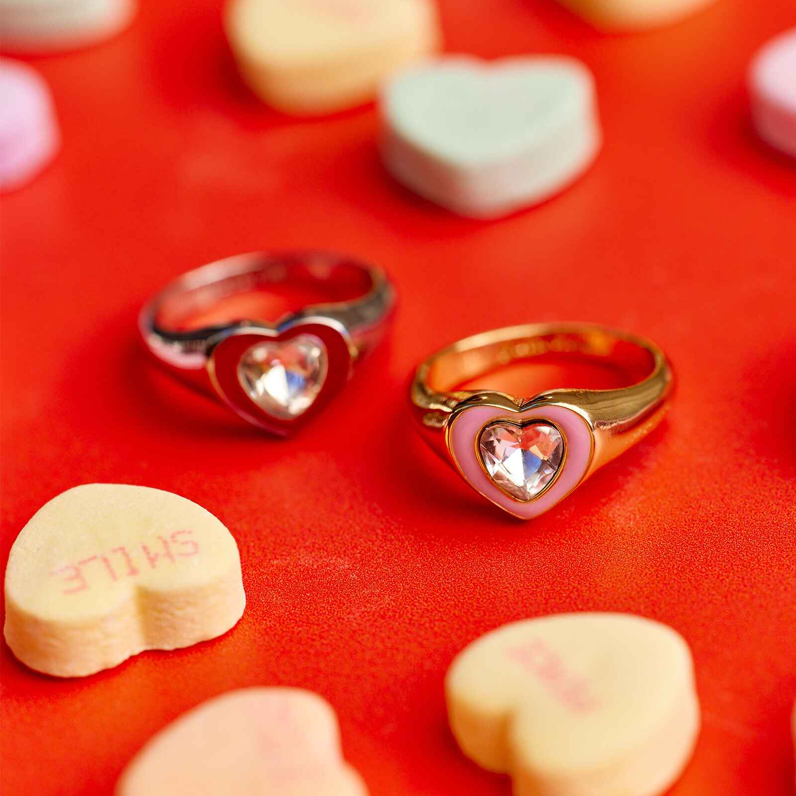 Stone & Enamel Heart Ring - Image 4