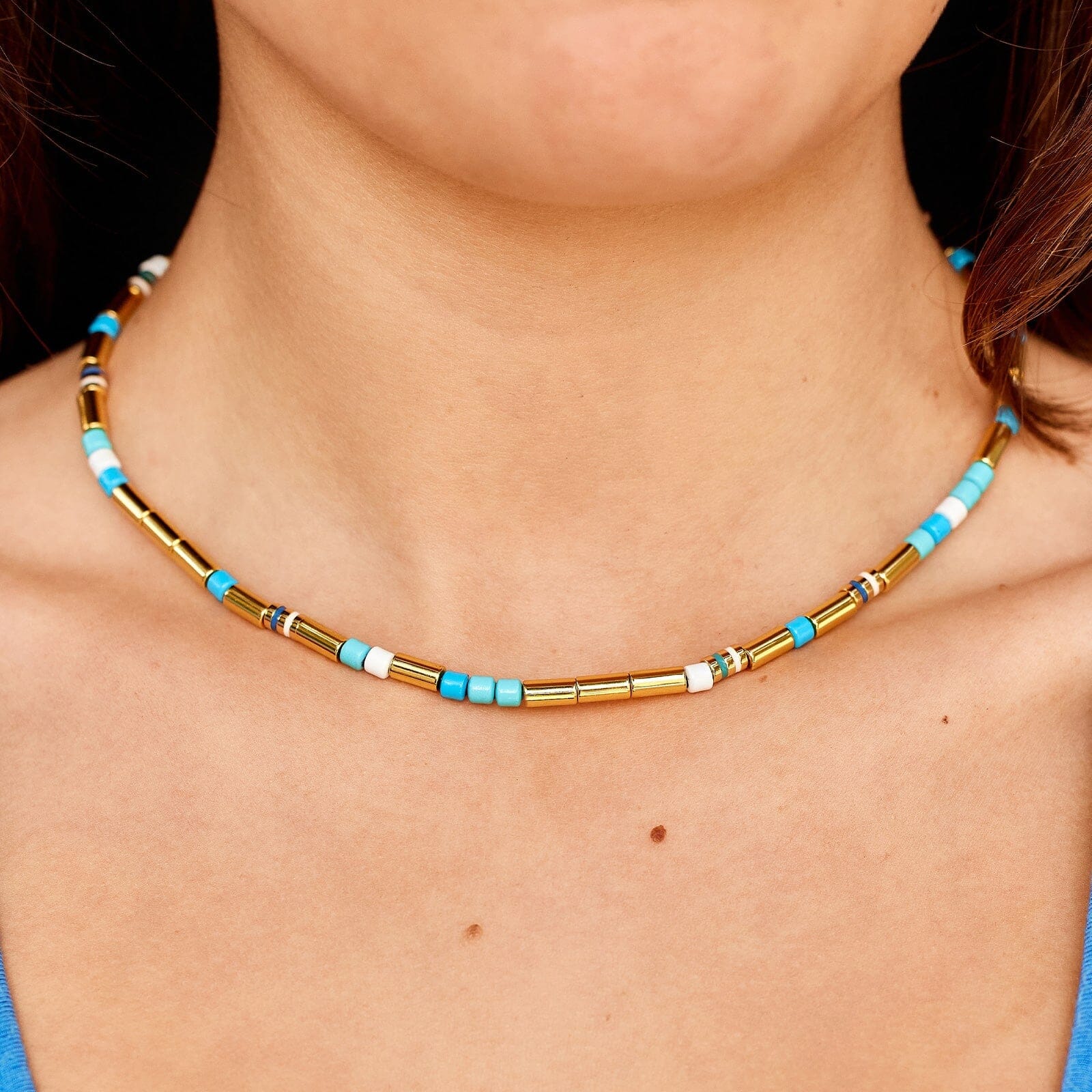World Water Day Mixed Bead Choker - Image 2